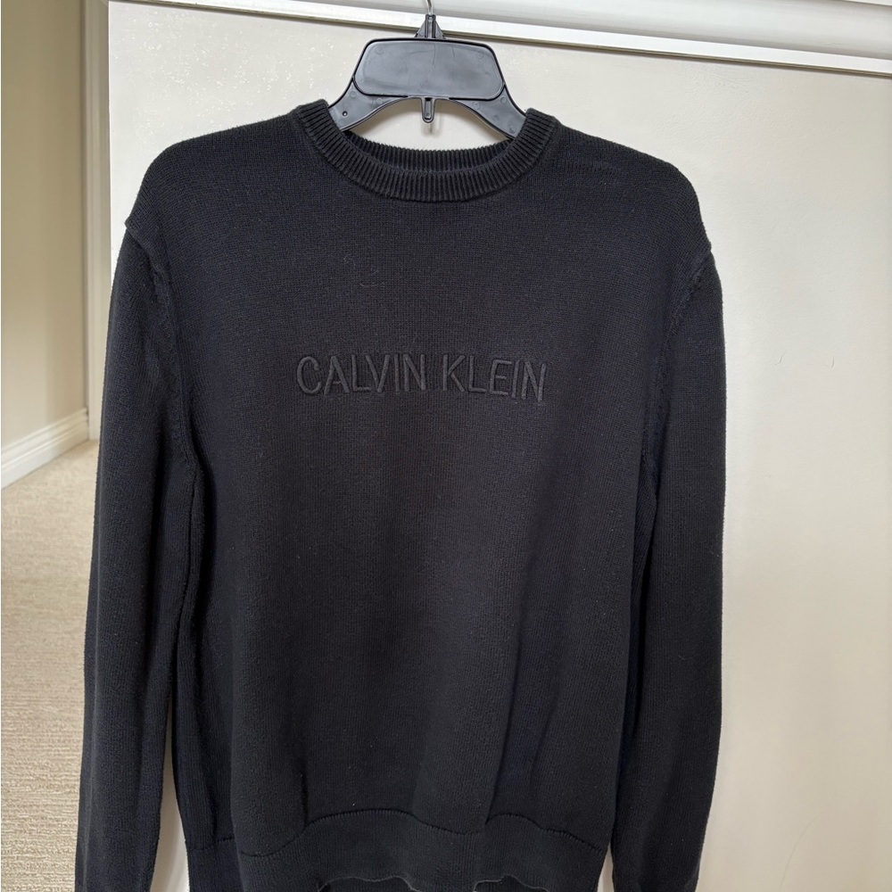 Calvin Klein Jeans Black Crewneck Sweater with Tonal Logo